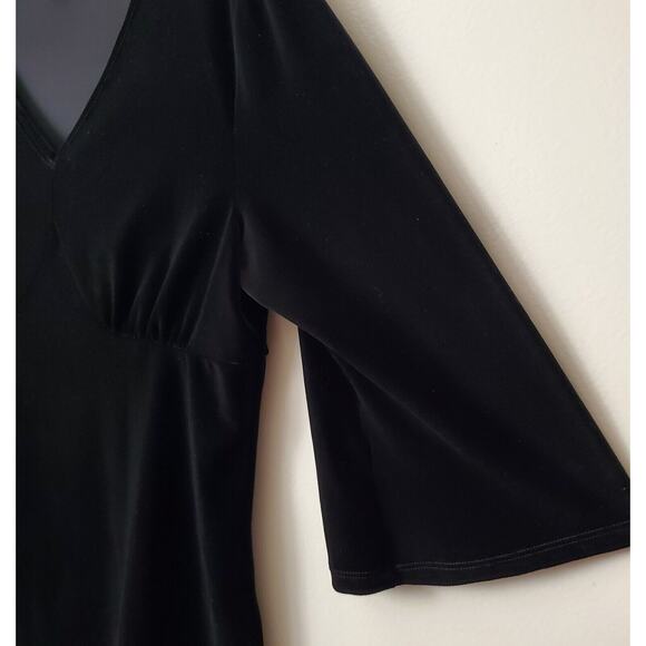 Coldwater Creek S Black Velvet Tunic Peplum Tailored Bustline Party Holiday Cozy - Picture 2 of 11